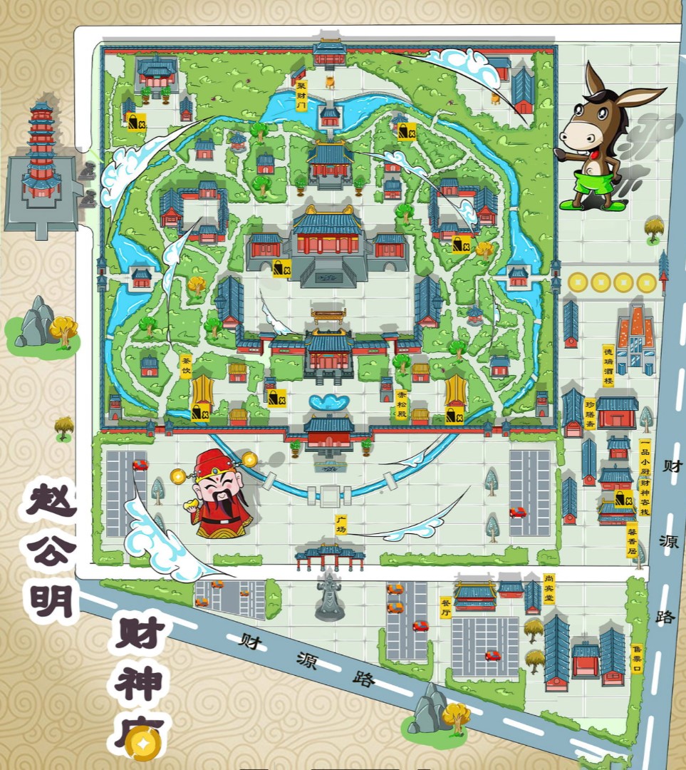 湘西寺庙类手绘地图